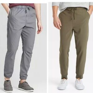 BUNDLE 2 Goodfellow and Co Tech Jogger Pants Men's LARGE Grey & Green Comfy